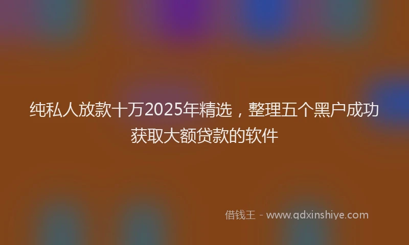 纯私人放款十万2025年精选，整理五个黑户成功获取大额贷款的软件