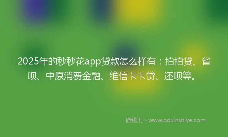 2025年的秒秒花app贷款怎么样有：拍拍贷、省呗、中原消费金融、维信卡卡贷、还呗等。