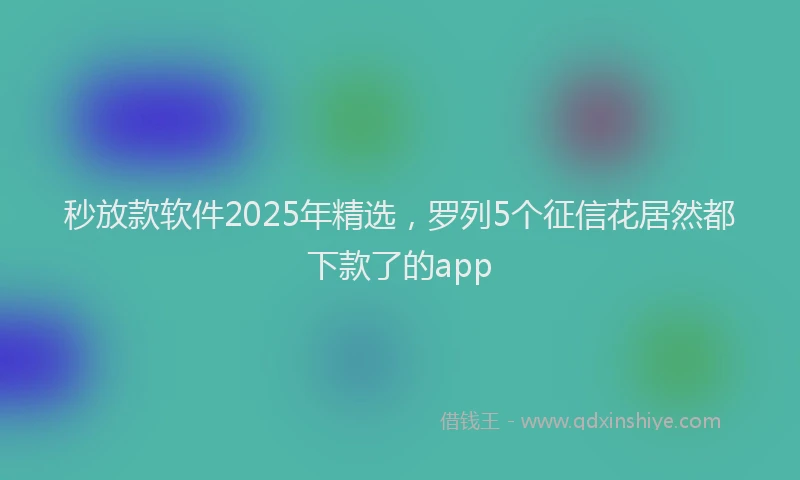 秒放款软件2025年精选，罗列5个征信花居然都下款了的app