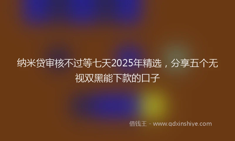 纳米贷审核不过等七天2025年精选，分享五个无视双黑能下款的口子