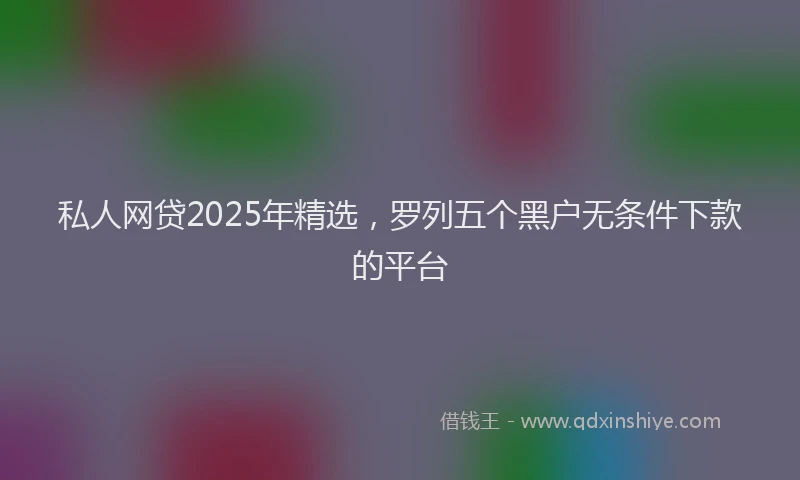 私人网贷2025年精选，罗列五个黑户无条件下款的平台