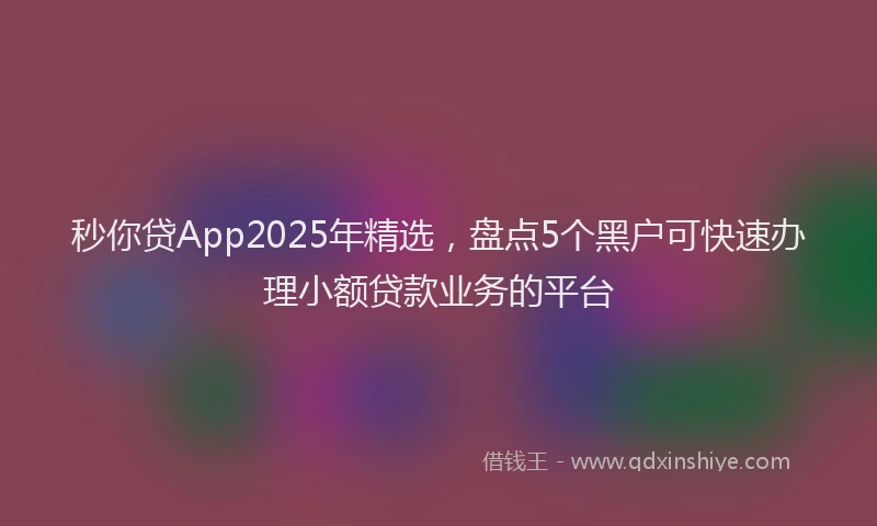 秒你贷App2025年精选，盘点5个黑户可快速办理小额贷款业务的平台