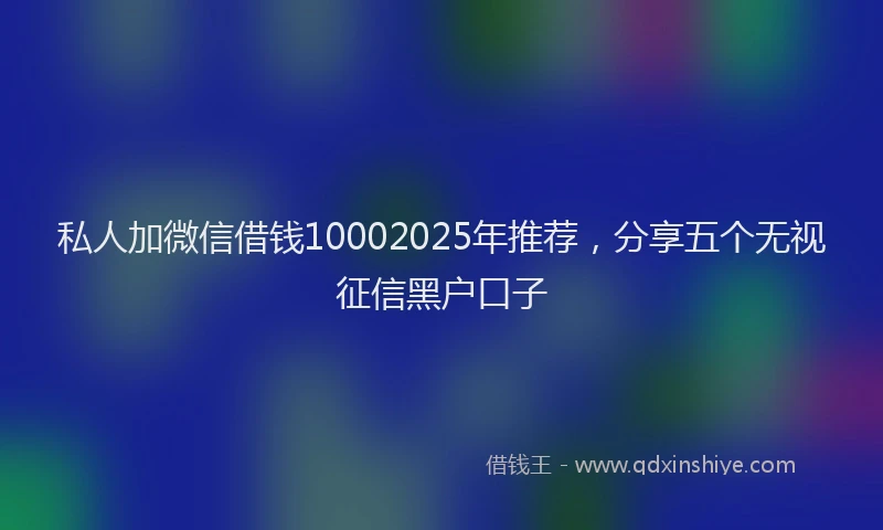 私人加微信借钱10002025年推荐，分享五个无视征信黑户口子