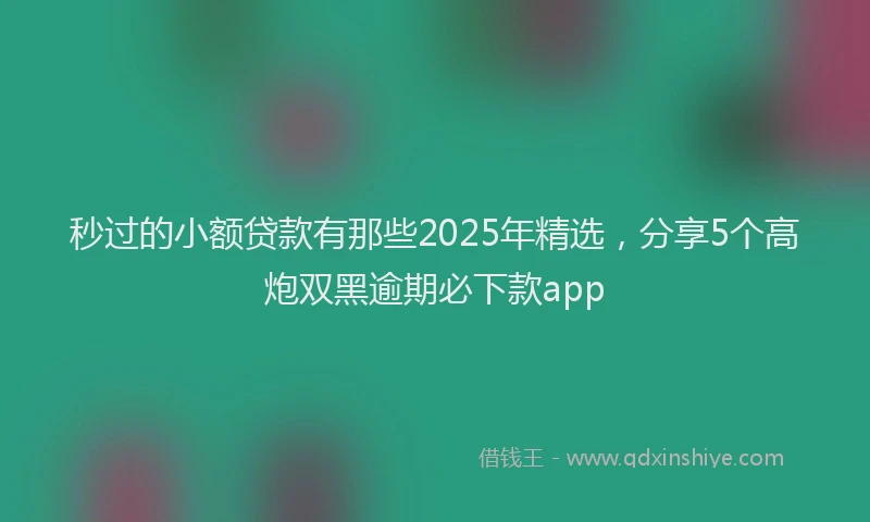 秒过的小额贷款有那些2025年精选，分享5个高炮双黑逾期必下款app