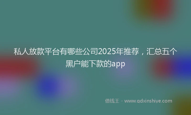 私人放款平台有哪些公司2025年推荐，汇总五个黑户能下款的app