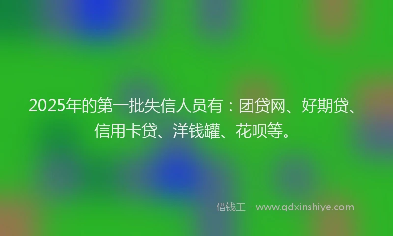2025年的第一批失信人员有：团贷网、好期贷、信用卡贷、洋钱罐、花呗等。