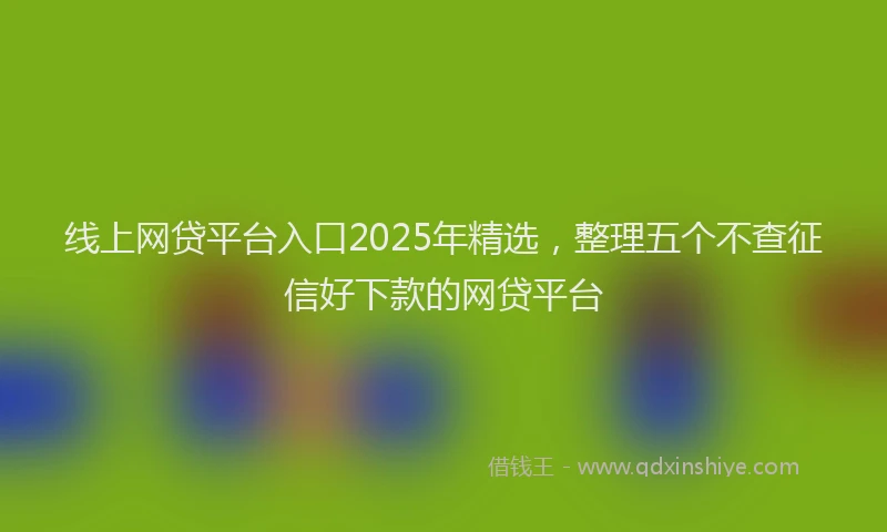 线上网贷平台入口2025年精选，整理五个不查征信好下款的网贷平台