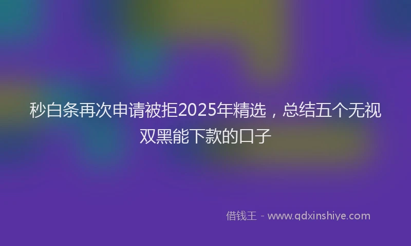 秒白条再次申请被拒2025年精选，总结五个无视双黑能下款的口子