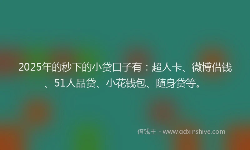 2025年的秒下的小贷口子有：超人卡、微博借钱、51人品贷、小花钱包、随身贷等。