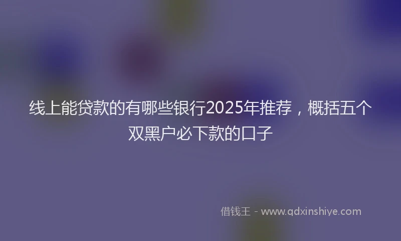 线上能贷款的有哪些银行2025年推荐，概括五个双黑户必下款的口子