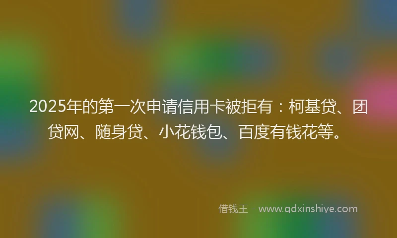 2025年的第一次申请信用卡被拒有：柯基贷、团贷网、随身贷、小花钱包、百度有钱花等。