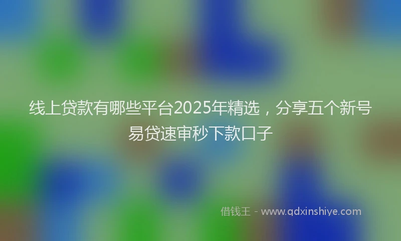 线上贷款有哪些平台2025年精选，分享五个新号易贷速审秒下款口子