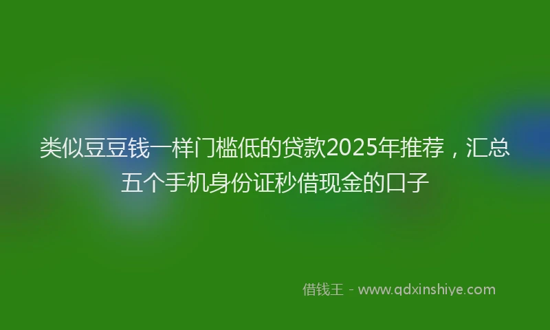 类似豆豆钱一样门槛低的贷款2025年推荐，汇总五个手机身份证秒借现金的口子