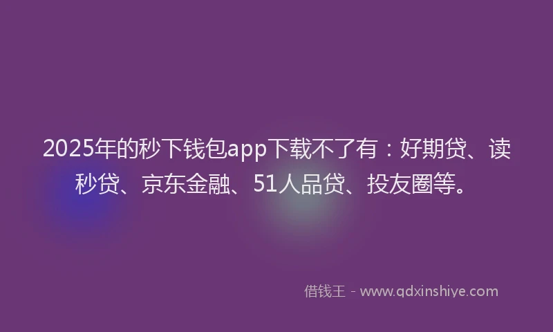 2025年的秒下钱包app下载不了有：好期贷、读秒贷、京东金融、51人品贷、投友圈等。