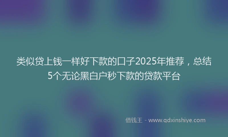 类似贷上钱一样好下款的口子2025年推荐，总结5个无论黑白户秒下款的贷款平台