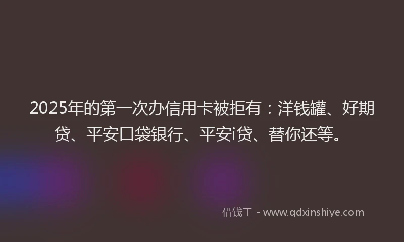 2025年的第一次办信用卡被拒有：洋钱罐、好期贷、平安口袋银行、平安i贷、替你还等。