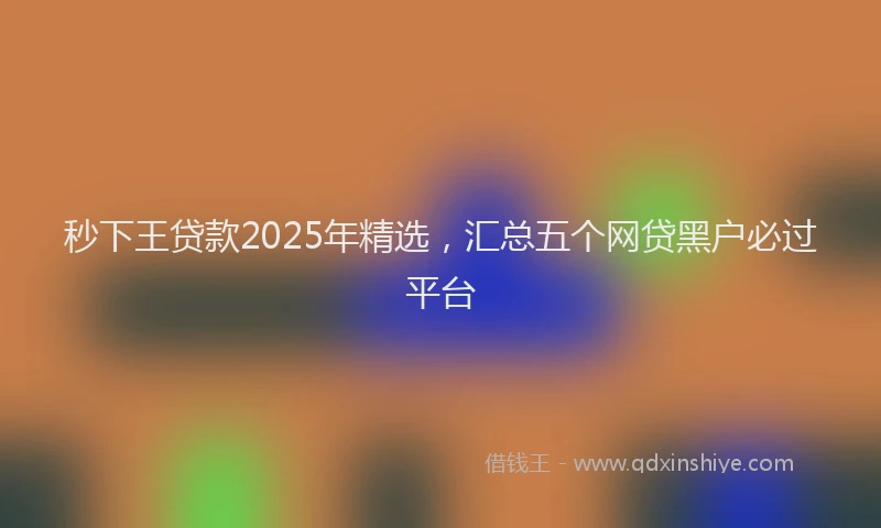 秒下王贷款2025年精选，汇总五个网贷黑户必过平台