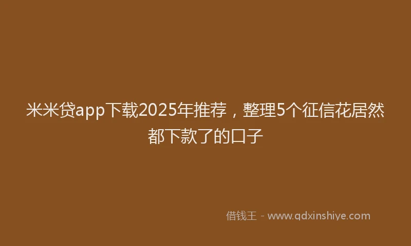 米米贷app下载2025年推荐，整理5个征信花居然都下款了的口子