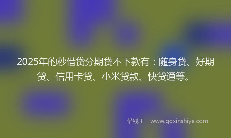 2025年的秒借贷分期贷不下款有：随身贷、好期贷、信用卡贷、小米贷款、快贷通等。