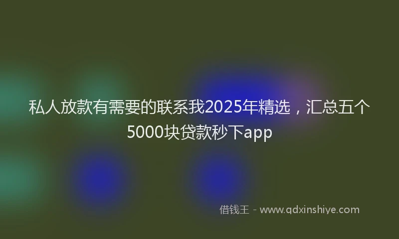 私人放款有需要的联系我2025年精选，汇总五个5000块贷款秒下app