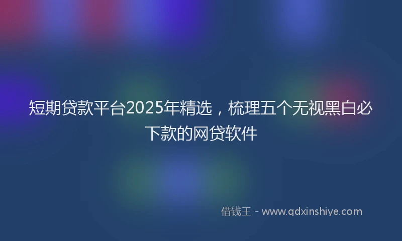 短期贷款平台2025年精选，梳理五个无视黑白必下款的网贷软件