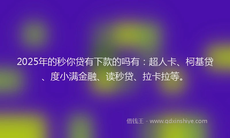 2025年的秒你贷有下款的吗有：超人卡、柯基贷、度小满金融、读秒贷、拉卡拉等。