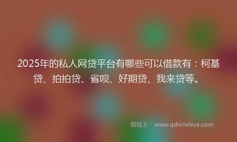 2025年的私人网贷平台有哪些可以借款有：柯基贷、拍拍贷、省呗、好期贷、我来贷等。