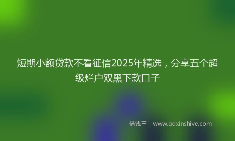短期小额贷款不看征信2025年精选，分享五个超级烂户双黑下款口子