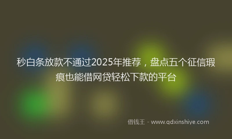 秒白条放款不通过2025年推荐，盘点五个征信瑕疵也能借网贷轻松下款的平台