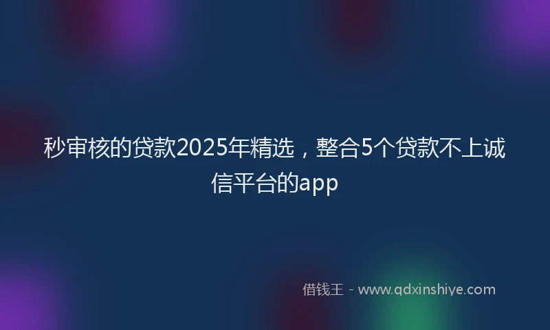 秒审核的贷款2025年精选，整合5个贷款不上诚信平台的app