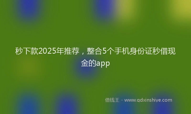 秒下款2025年推荐，整合5个手机身份证秒借现金的app