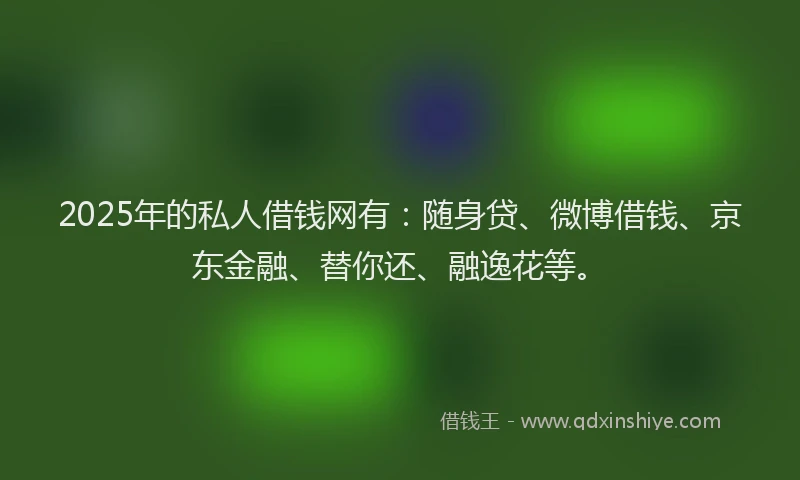 2025年的私人借钱网有：随身贷、微博借钱、京东金融、替你还、融逸花等。