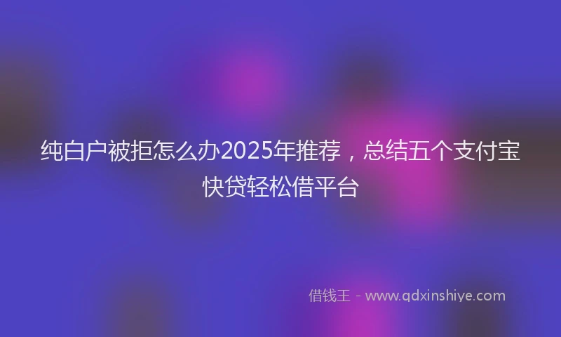 纯白户被拒怎么办2025年推荐，总结五个支付宝快贷轻松借平台