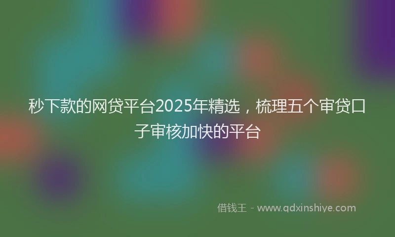 秒下款的网贷平台2025年精选，梳理五个审贷口子审核加快的平台