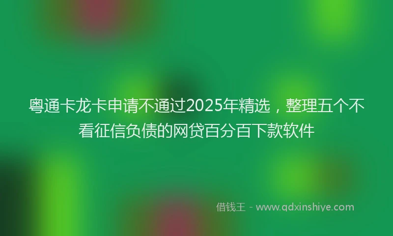 粤通卡龙卡申请不通过2025年精选，整理五个不看征信负债的网贷百分百下款软件