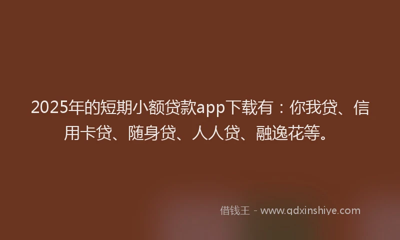 2025年的短期小额贷款app下载有：你我贷、信用卡贷、随身贷、人人贷、融逸花等。