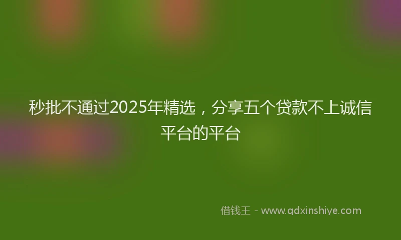 秒批不通过2025年精选，分享五个贷款不上诚信平台的平台