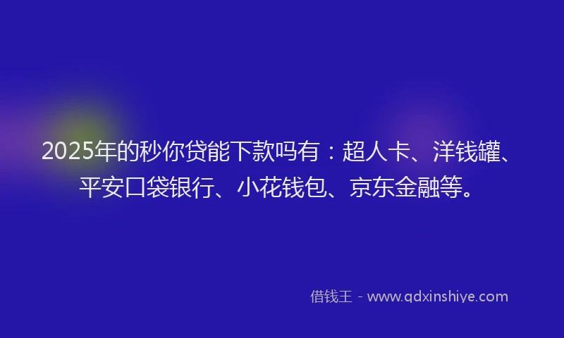 2025年的秒你贷能下款吗有：超人卡、洋钱罐、平安口袋银行、小花钱包、京东金融等。
