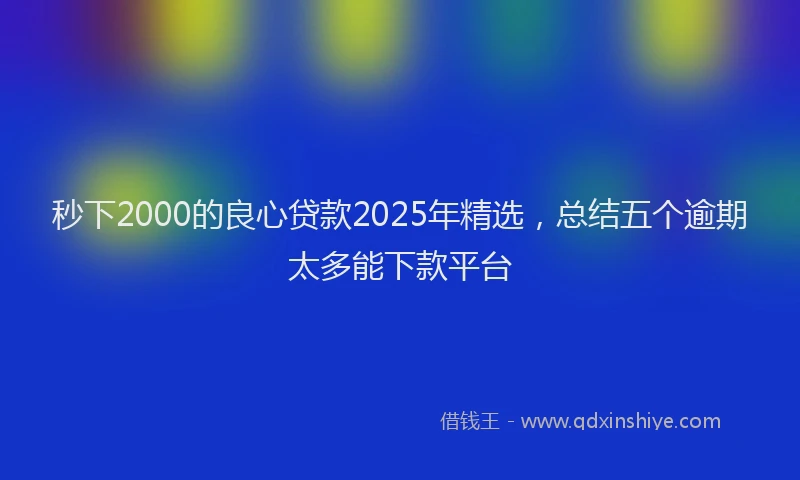 秒下2000的良心贷款2025年精选，总结五个逾期太多能下款平台
