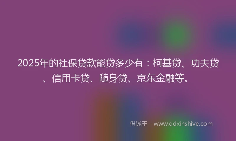 2025年的社保贷款能贷多少有：柯基贷、功夫贷、信用卡贷、随身贷、京东金融等。
