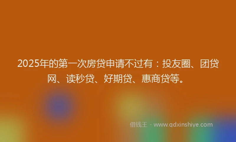 2025年的第一次房贷申请不过有：投友圈、团贷网、读秒贷、好期贷、惠商贷等。