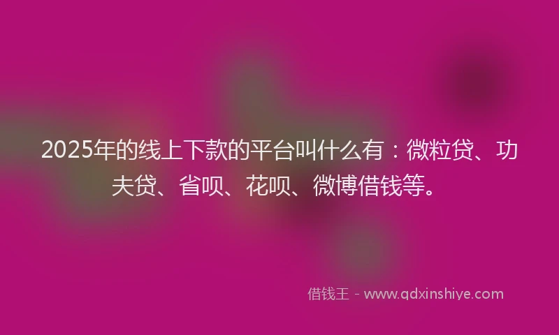 2025年的线上下款的平台叫什么有：微粒贷、功夫贷、省呗、花呗、微博借钱等。