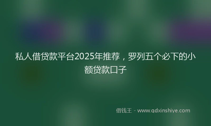 私人借贷款平台2025年推荐，罗列五个必下的小额贷款口子