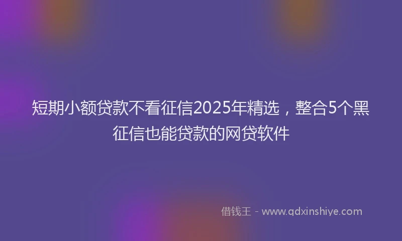 短期小额贷款不看征信2025年精选，整合5个黑征信也能贷款的网贷软件