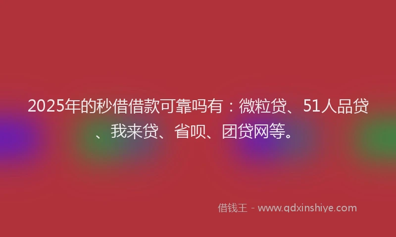 2025年的秒借借款可靠吗有：微粒贷、51人品贷、我来贷、省呗、团贷网等。