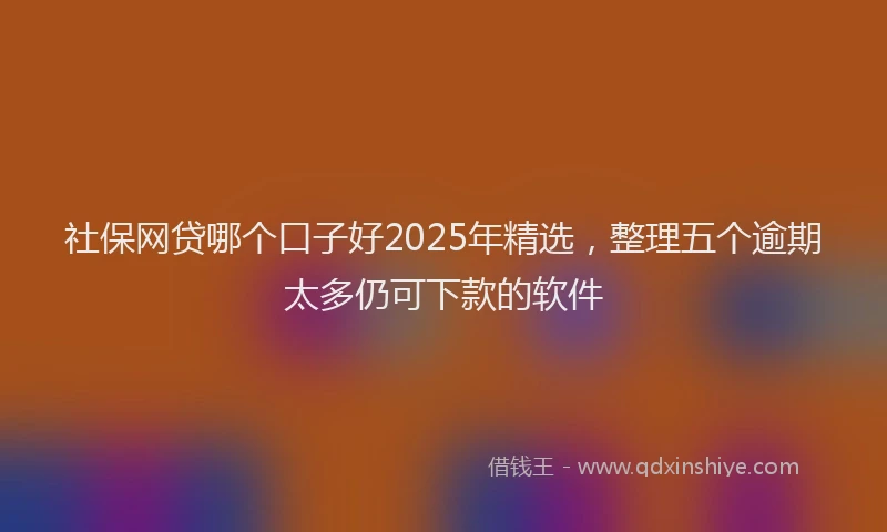 社保网贷哪个口子好2025年精选，整理五个逾期太多仍可下款的软件