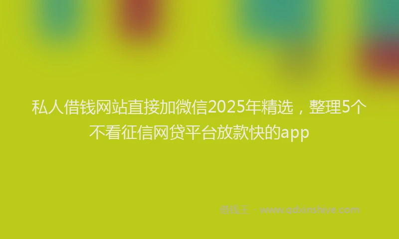 私人借钱网站直接加微信2025年精选，整理5个不看征信网贷平台放款快的app