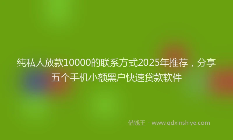 纯私人放款10000的联系方式2025年推荐，分享五个手机小额黑户快速贷款软件