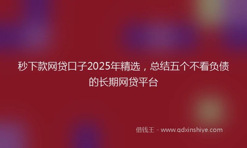 秒下款网贷口子2025年精选，总结五个不看负债的长期网贷平台