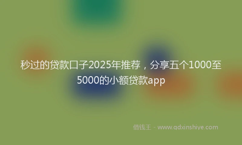 秒过的贷款口子2025年推荐，分享五个1000至5000的小额贷款app